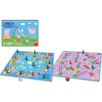 Společenská hra Pojď si hrát/Žebříky a skluzavky 2 společenské hry Prasátko Peppa/Peppa Pig v krabici 33x23x3cm