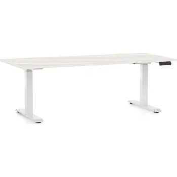 Psací stůl Výškově nastavitelný stůl OfficeTech D, 180 x 80 cm, bílá podnož, bílý jasan