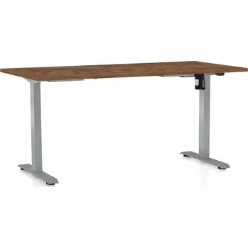 Psací stůl Výškově nastavitelný stůl OfficeTech A, 160 x 80 cm, šedá podnož, dub silverjack