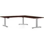 Výškově nastavitelný stůl OfficeTech Angle, 180 x 200 cm, šedá podnož, wenge