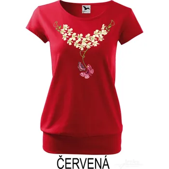 Dámské tričko Dámské tričko volný střih, Motýlí náhrdelník Barva: Červená, Velikost: M