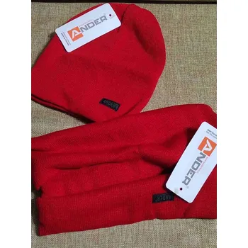 Čepice Dámská zimní sada čepice a nákrčník barva červená