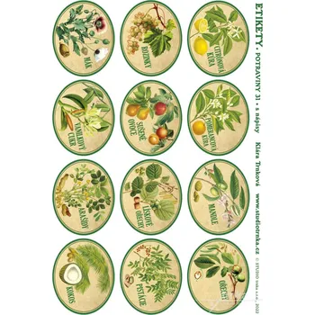Speciální papír Samolepicí etikety na potraviny, ořechy a ovoce, s nápisy