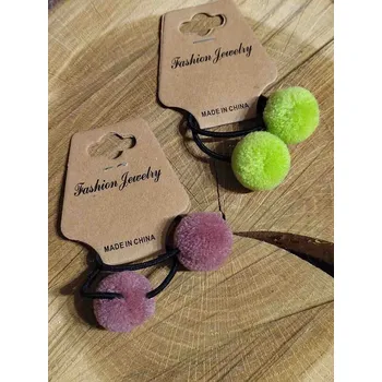 Gumičky do vlasů s bambulkami 2 balení