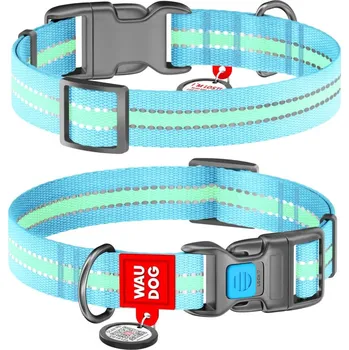 Obojek pro psa WAUDOG obojek nylonový Glow modrý QR (37-58cm/2,5cm)