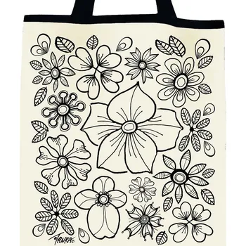 Nákupní taška Plátěná nákupní taška, bíločerné květy