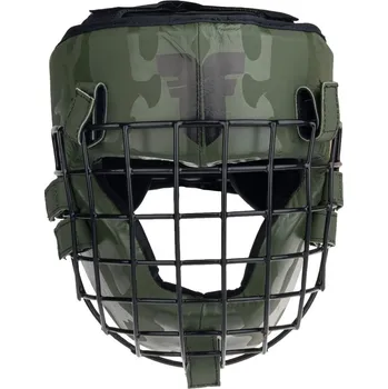 Chránič hlavy na box a bojový sport Přilba Fighter Shock s mřížkou - khaki/camo, JE999-KHC L