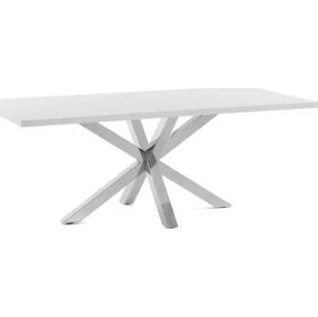 Jídelní stůl Bílý jídelní stůl Kave Home Argo 200 x 100 cm s nerezovou podnoží
