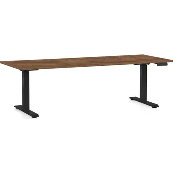 Psací stůl Výškově nastavitelný stůl OfficeTech C, 200 x 80 cm, černá podnož, dub silverjack