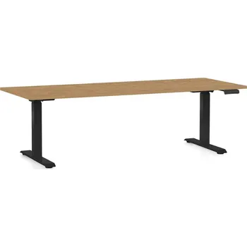 Psací stůl Výškově nastavitelný stůl OfficeTech D, 200 x 80 cm, černá podnož, dub kamenný