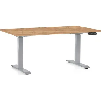 Psací stůl Výškově nastavitelný stůl OfficeTech D, 120 x 80 cm, šedá podnož, dub kraft