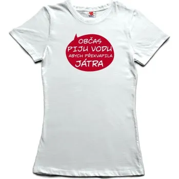 Žertovný předmět Občas piju vodu, abych překvapil játra - dámské tričko s potiskem S černá - black Žlutá - 418