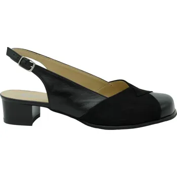 Dámské sandále Sandály dámské na nízkém podpatku De Plus F.166-X-3060 černé kožené široká špička - 38