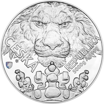 Sběratelství Česká mincovna Stříbrná pětikilogramová investiční mince Český lev s hologramem 2023 proof 5 kg