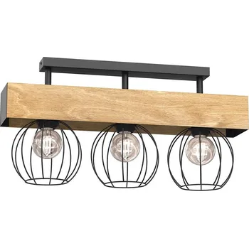 Přisazený lustr MENTON 3xE27/15W/230V černá/hnědá/dub