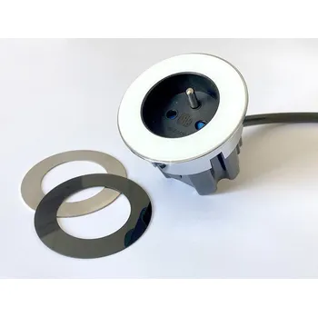 Organizér kabelů ASA 06030E00002 Vestavná zásuvková jednotka VERSADOT 1x230V, 2m kabel, vidlice 230V, bílé sklo