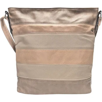 Kabelka Velká světle hnědošedá crossbody kabelka s pruhy Valery