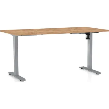Psací stůl Výškově nastavitelný stůl OfficeTech A, 160 x 80 cm, šedá podnož, dub kraft