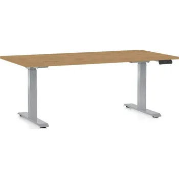 Psací stůl Výškově nastavitelný stůl OfficeTech D, 160 x 80 cm, šedá podnož, dub kamenný