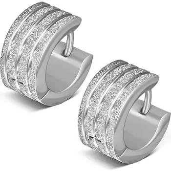 Náušnice Náušnice z chirurgické oceli stříbrné barvy, svislé třpytivé linie