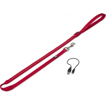 Vodítko pro psa Nobby Flash Mesh LED svíticí vodítko červené vel. M-L