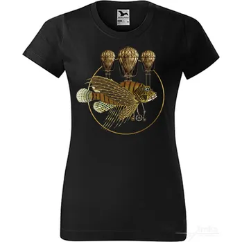 Dámské tričko Tričko dámské Létající ryba, Steampunk Barva: Černá, Velikost: M