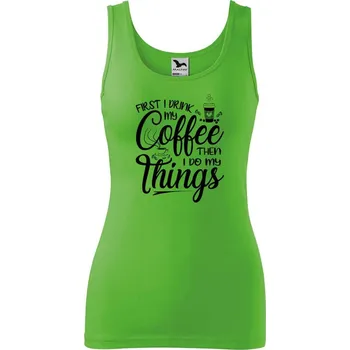 DOBRÝ TRIKO Dámské tílko s potiskem Coffee Velikost: S, Barva: Apple green