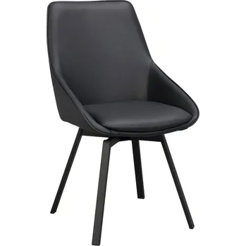 Jídelní židle Černá kožená otočná jídelní židle ROWICO ALISON s černou podnoží