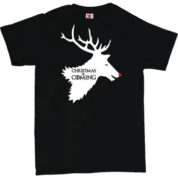 Žertovný předmět Christmas is coming - pánské tričko s potiskem M černá - black Bílá - 401