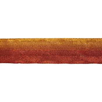 Stuha Plátnová stuha s metaloplastem a drátem, 40 mm, červeno-měděná