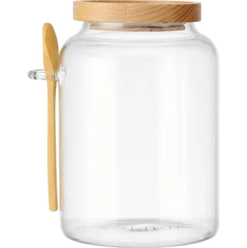 Dóza na potraviny KitchenCraft Idilica skleněná úložná dóza se lžičkou 1,2 l