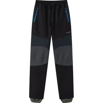 Dětské zateplené softshellové kalhoty WOLF B2494 černé s modrými zipy vel.146