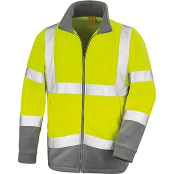 Pánská softshellová bunda Result Unisex bezpečnostní mikrofleecová bunda R329X Fluorescent Yellow-Workguard Grey XXL
