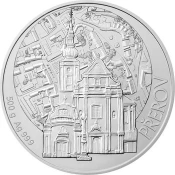 Stříbrná půlkilová medaile Statutární město Přerov stand