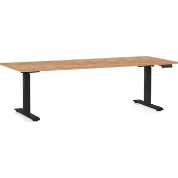 Psací stůl Výškově nastavitelný stůl OfficeTech C, 200 x 80 cm, černá podnož, dub kraft