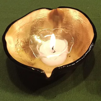 Svícen Luxusní skleněný svícen - zlatý