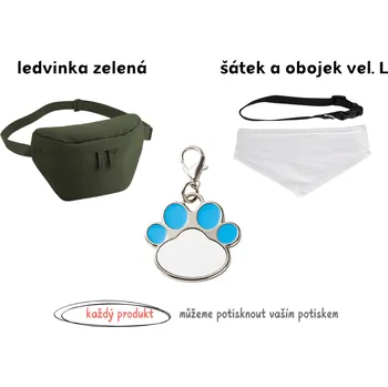 Obojek pro psa cistytriko Pejskařský set: Pohodlí na procházku Barva ledvinky: ledvinka zelená, Velikost obojku: obojek vel. L (28 ~ 53 cm) + vlastní potisk na všechny produkty v ceně