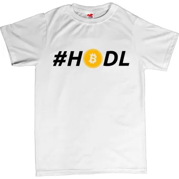 Žertovný předmět Hodl - pánské tričko s potiskem XXL černá - black Bílá - 401