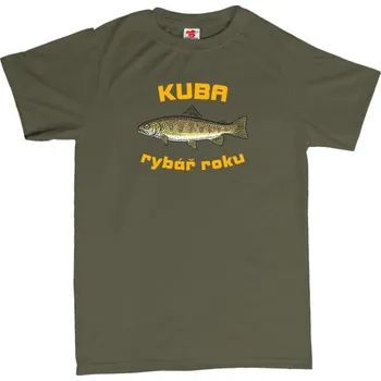 Žertovný předmět Pstruh - pánské tričko s potiskem M zelená - olive Žlutá - 418