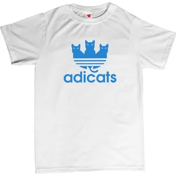 Žertovný předmět Adicats - pánské tričko s potiskem 3XL bílá - white Modrá - 403