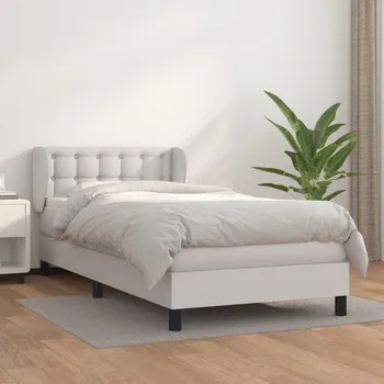 Postel vidaXL Box spring postel s matrací 90x200 cm umělá kůže [3127290] Barva: Bílá
