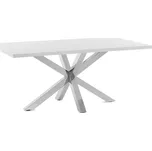 Bílý jídelní stůl Kave Home Argo 180 x 100 cm s nerezovou podnoží