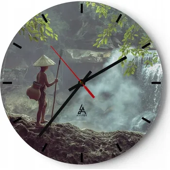 Hodiny Velké nástěnné hodiny 40x40 Asie Skleněné hodiny Kulatý Tiché