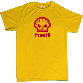 Žertovný předmět Hell - pánské tričko s potiskem L žlutá - yellow Červená - 408