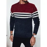 Vínovo-modrý pánský teplý svetr s bílými pruhy WX2229 Velikost: XL
