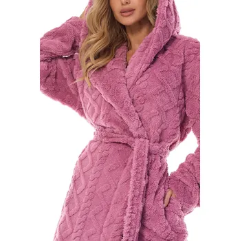 Dámské noční prádlo Hebký růžový župan s copánkovým vzorem L&L Geo 2401 Geo S-XL Velikost: M