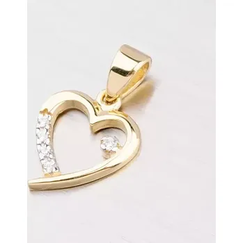 Přívěsek Dámský přívěsek žluté zlato 585 zirkon ve tvaru srdce 43-2494
