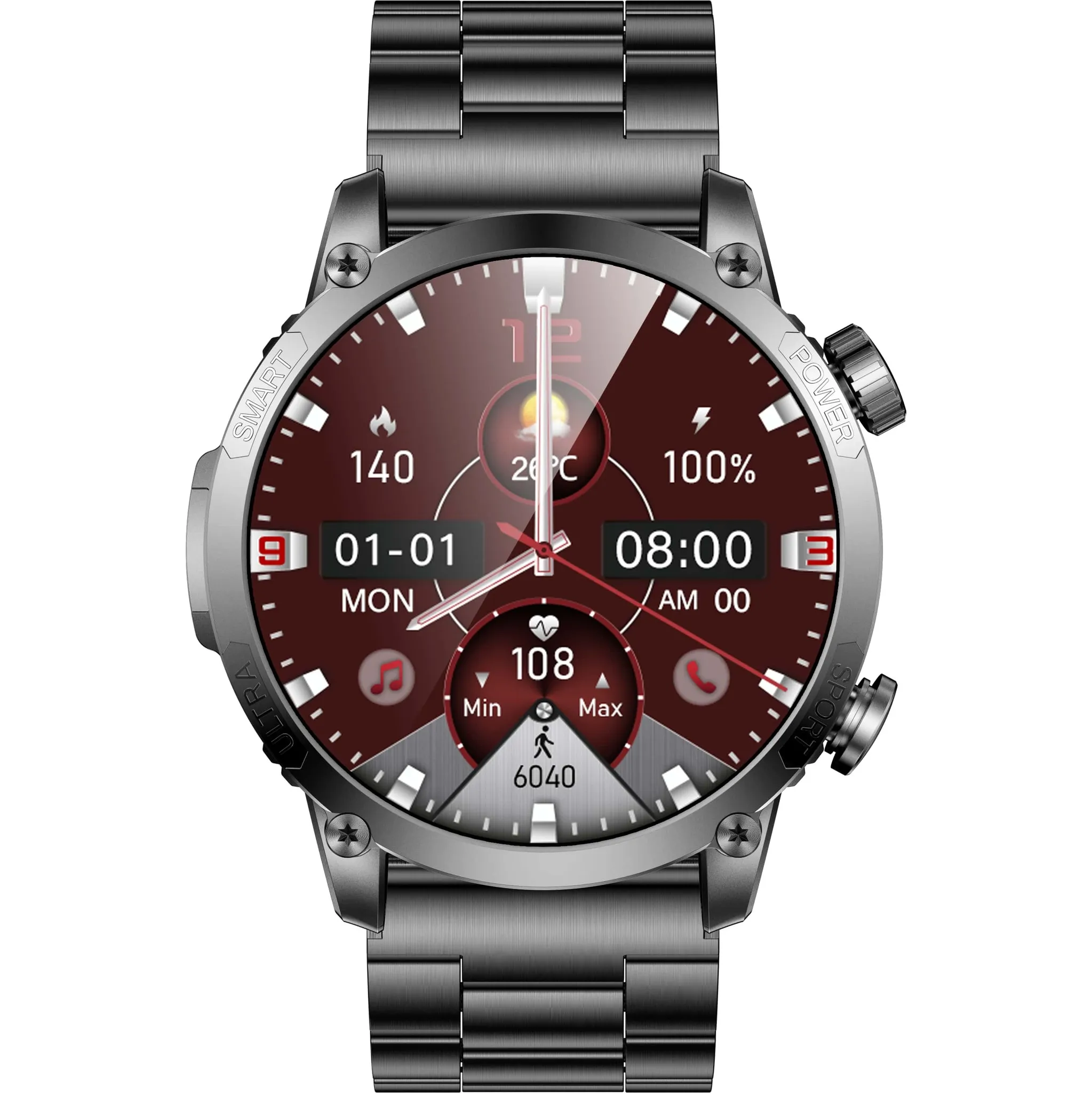 Fotografie 3 - Chytré hodinky Armodd Silentwatch 7 Pro GPS černé s kovovým řemínkem a černým silikonovým řemínkem