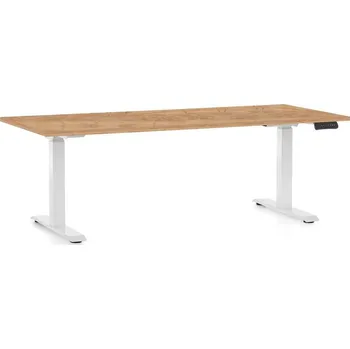 Psací stůl Výškově nastavitelný stůl OfficeTech D, 180 x 80 cm, bílá podnož, dub kraft