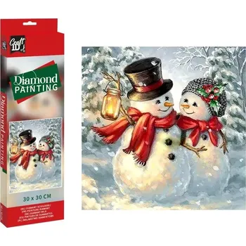 Diamantové malování CRAFT ID Diamantové malování Sněhuláci 30x30cm